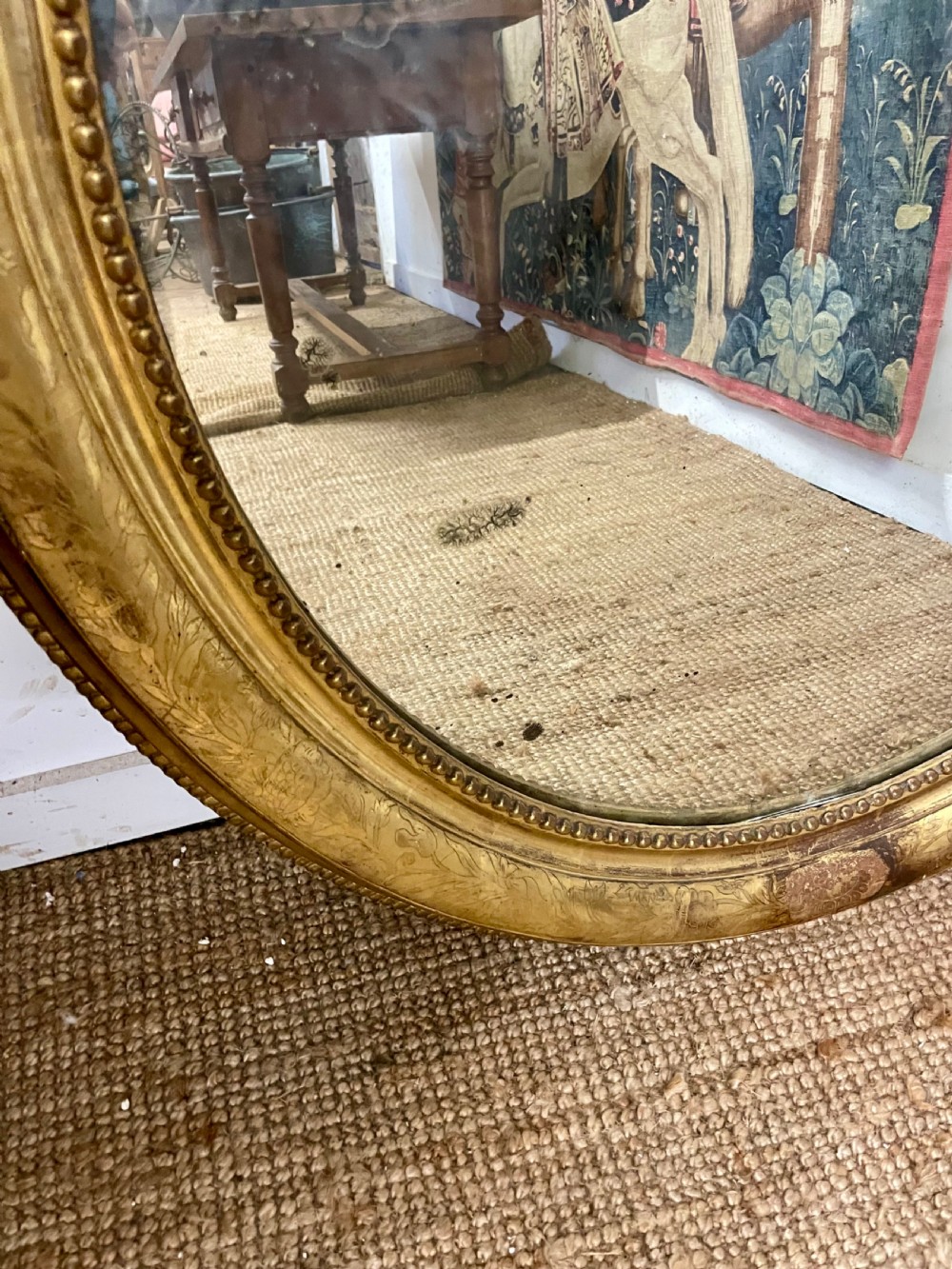 Large 19th century oval wall mirror  View VI