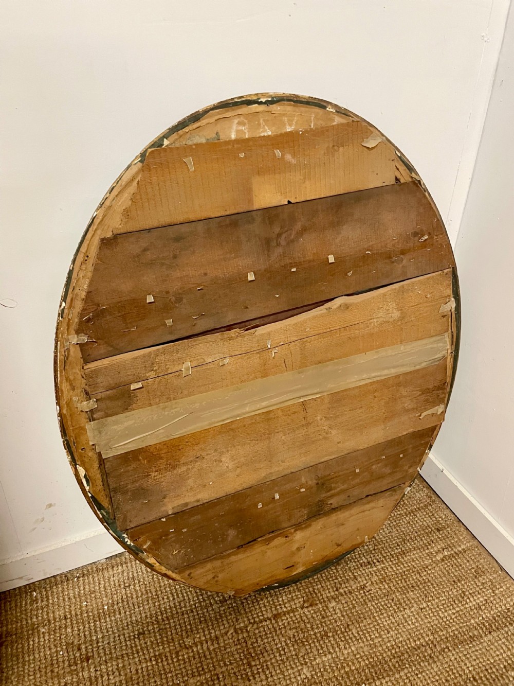 Large 19th century oval wall mirror  View X