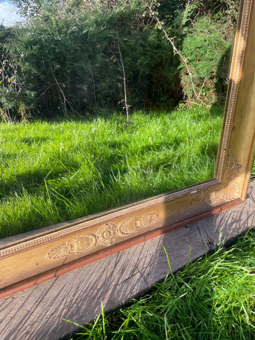 19th century French gilded wall mirror 48.5 “ X 32.5 “ View VI
