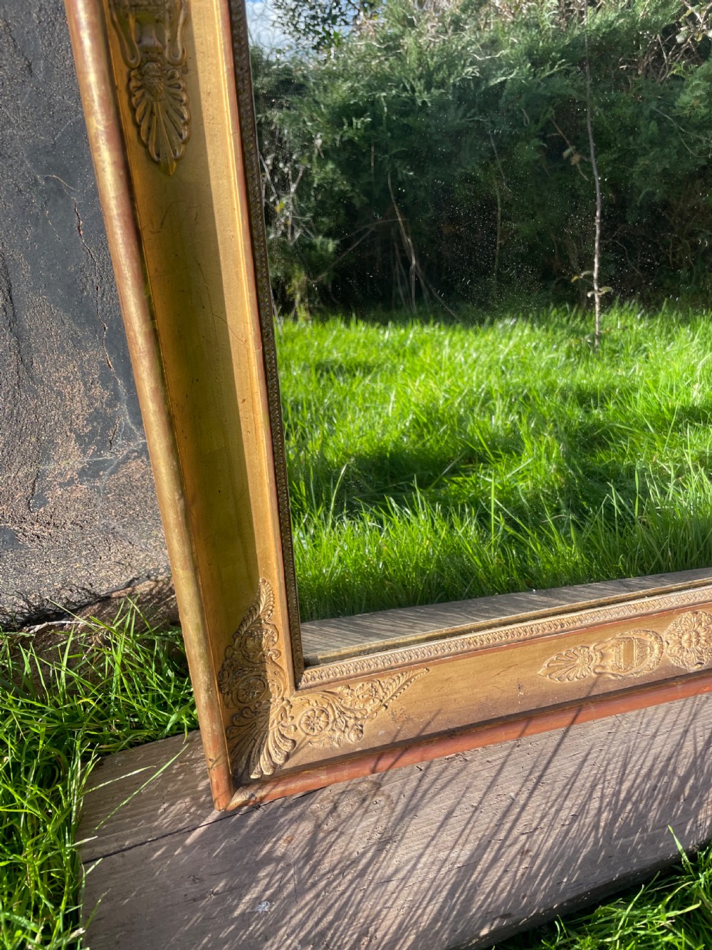 19th century French gilded wall mirror 48.5 “ X 32.5 “ View VII