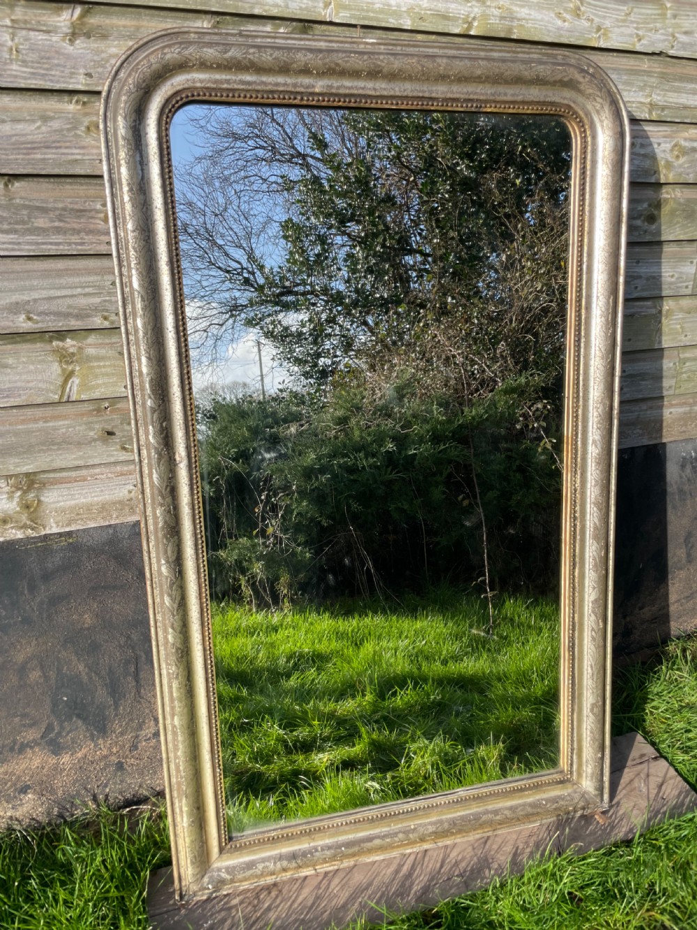 Antique French silvered wall mirror 