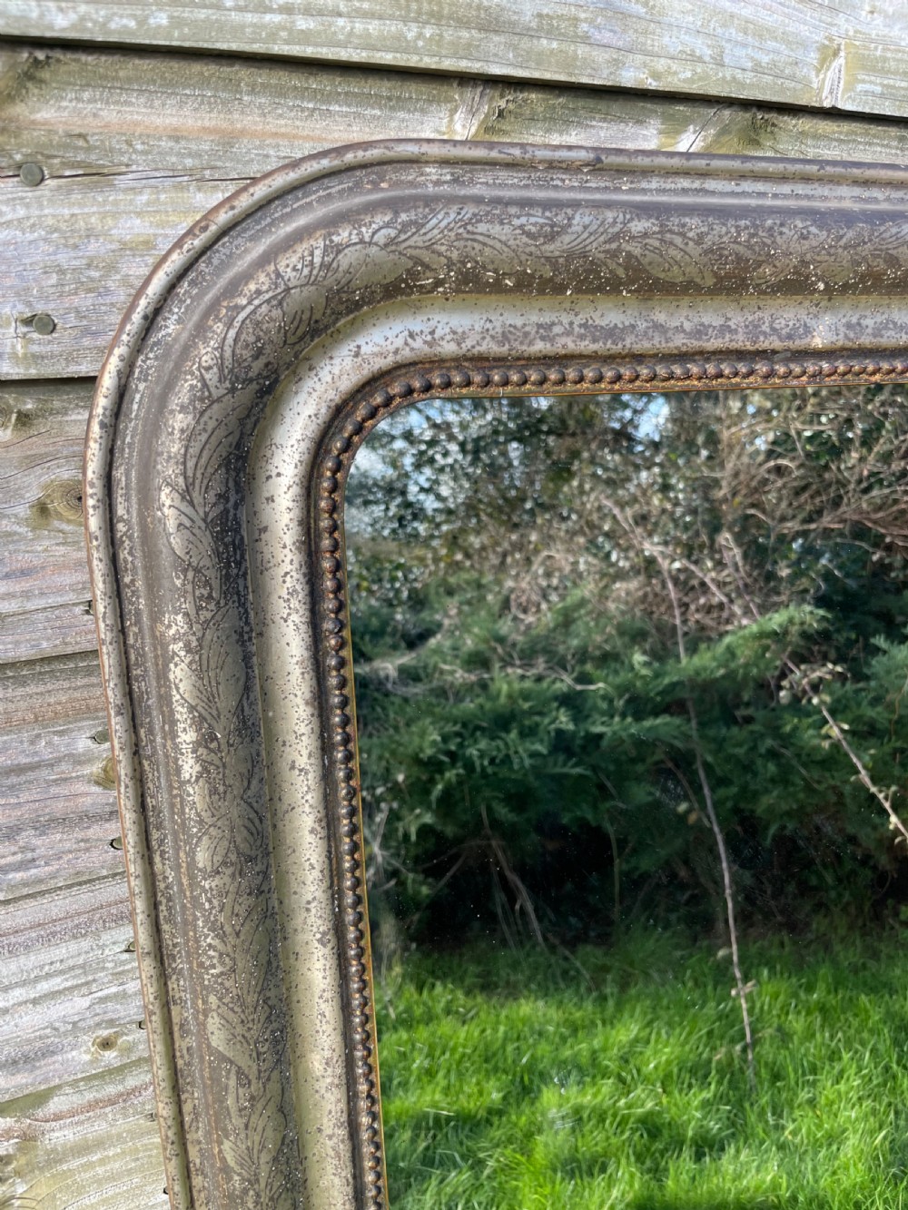 Antique French silvered wall mirror  View II