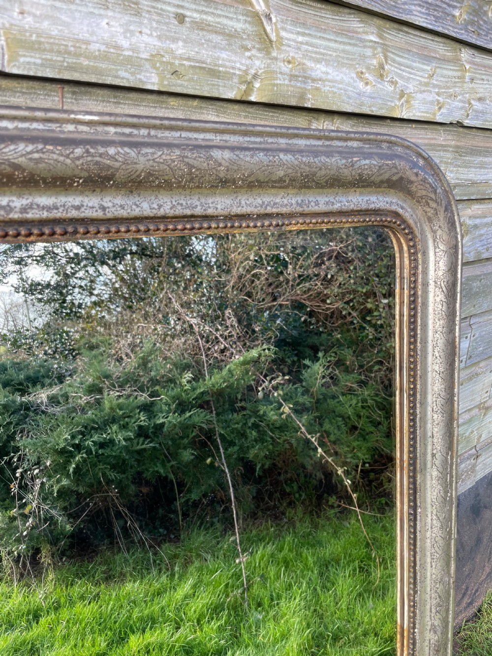 Antique French silvered wall mirror  View III