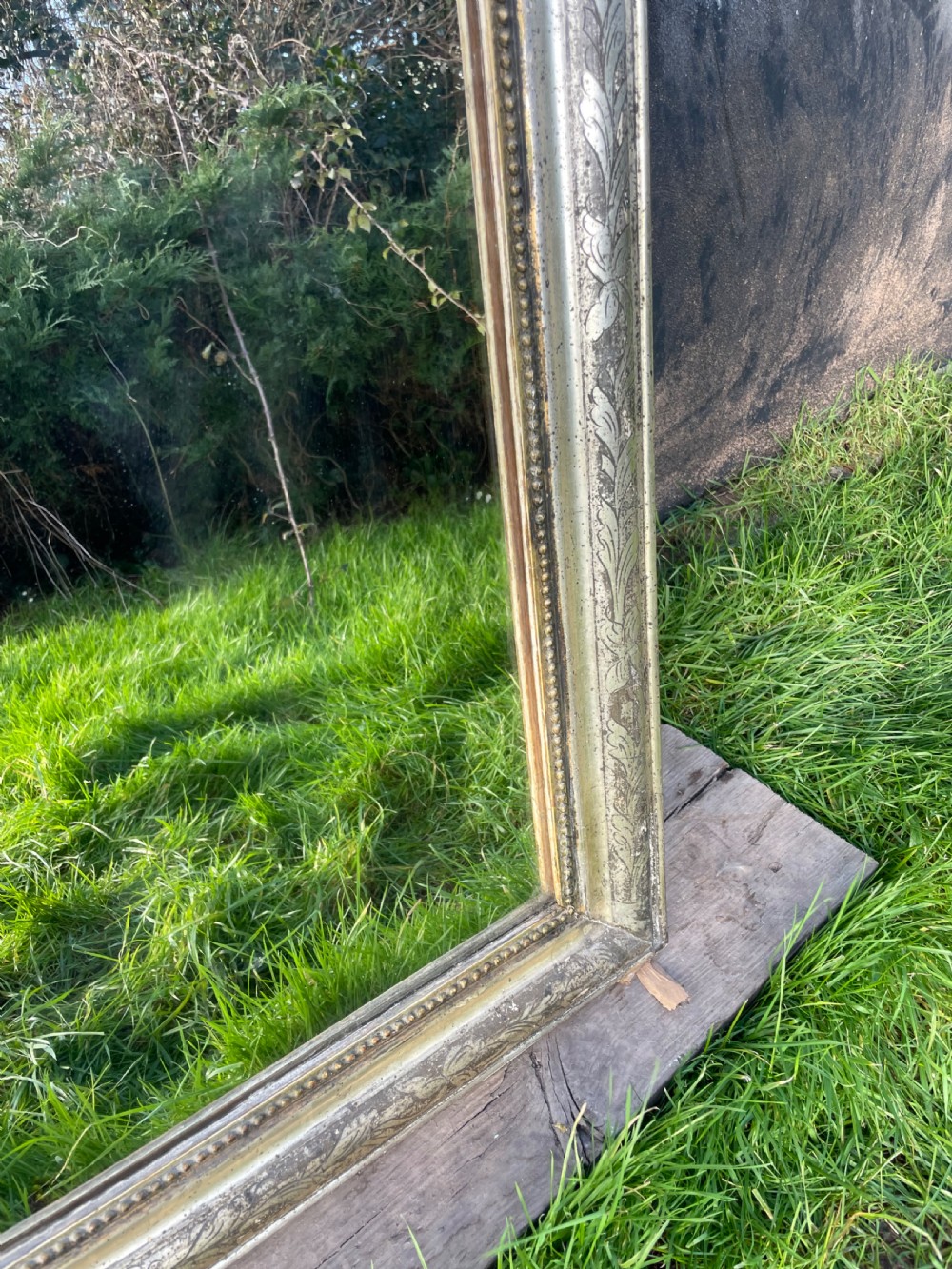 Antique French silvered wall mirror  View V