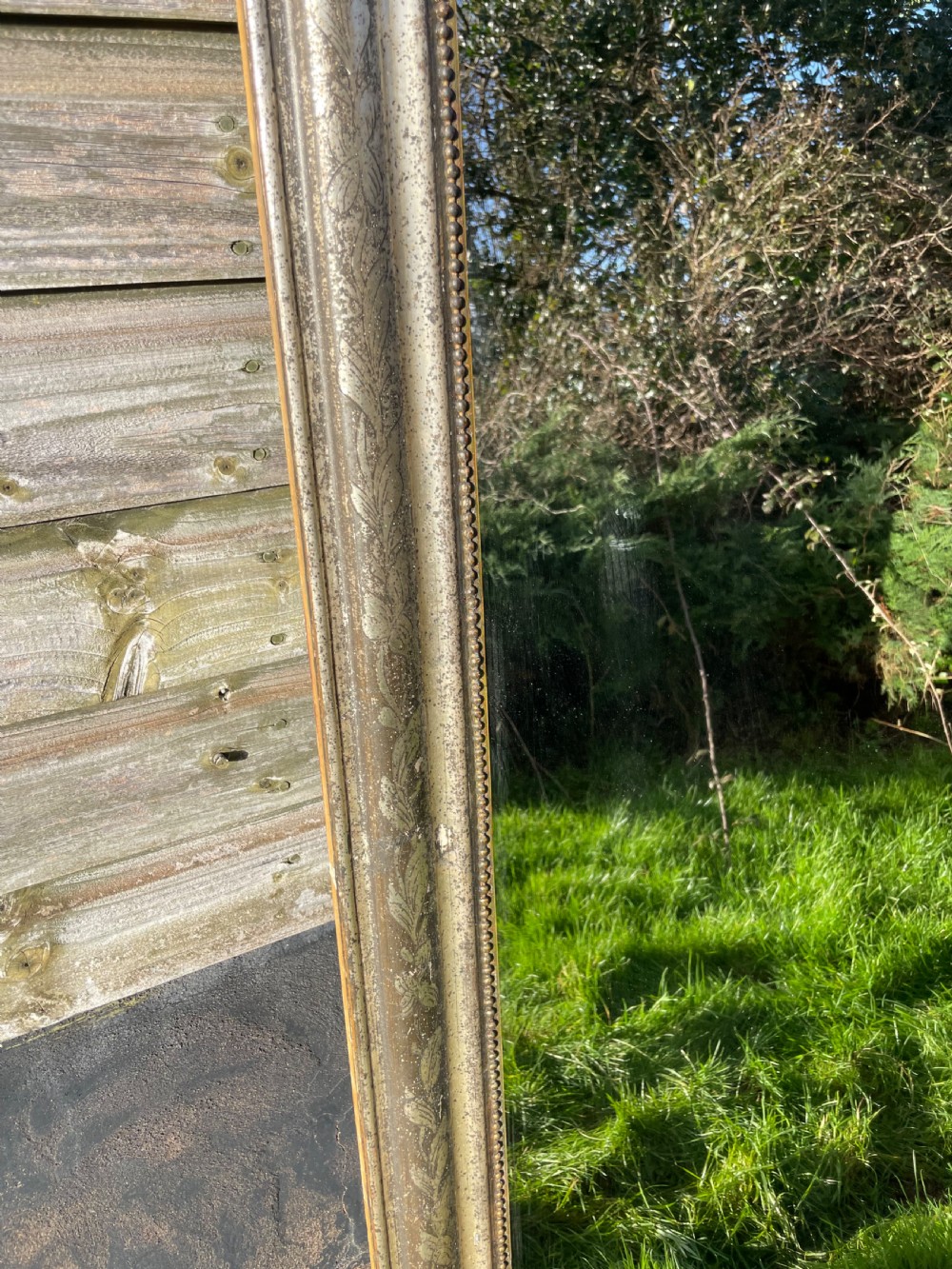 Antique French silvered wall mirror  View X