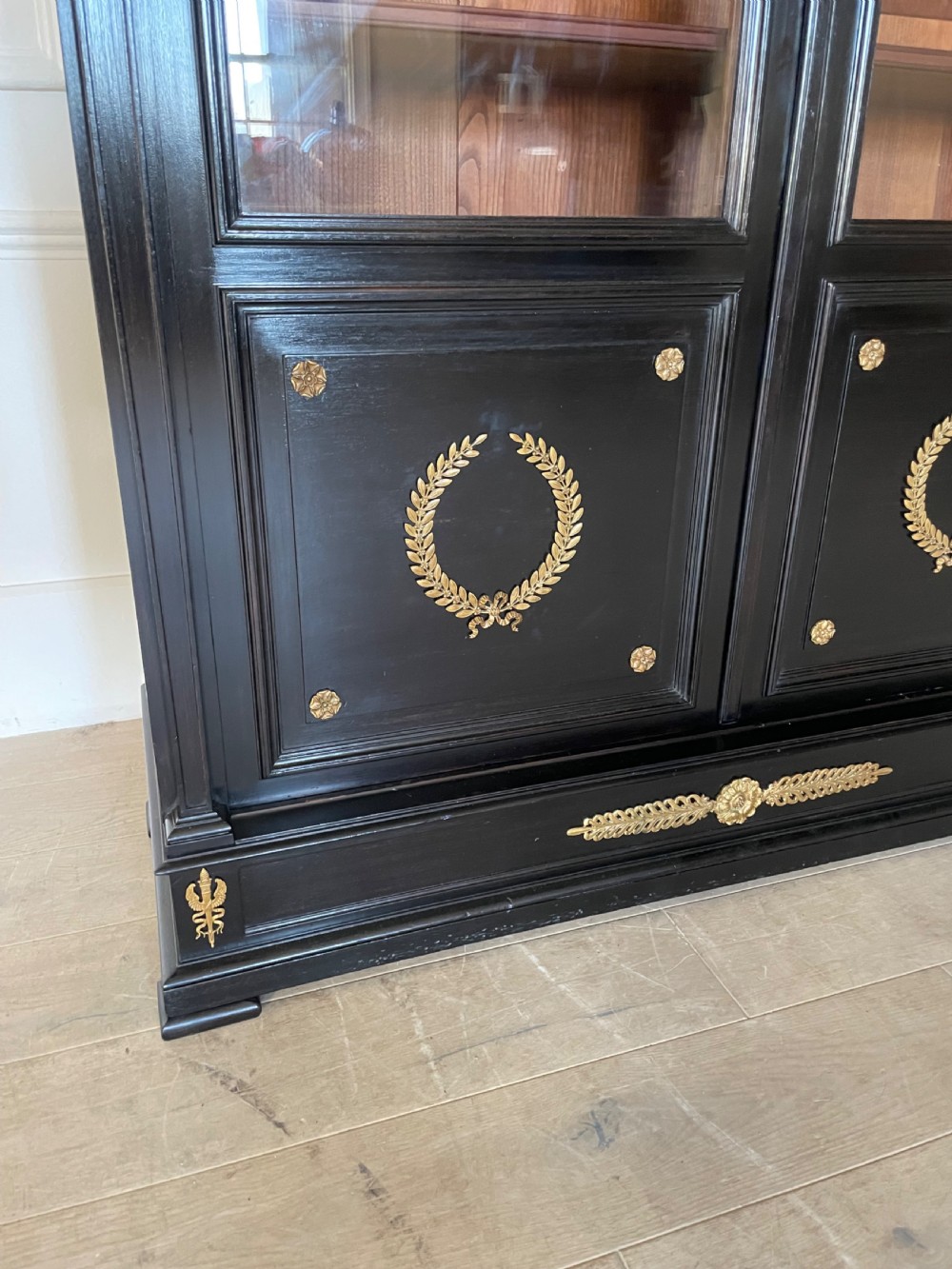 19th century ebonised 2 door bookcase View II