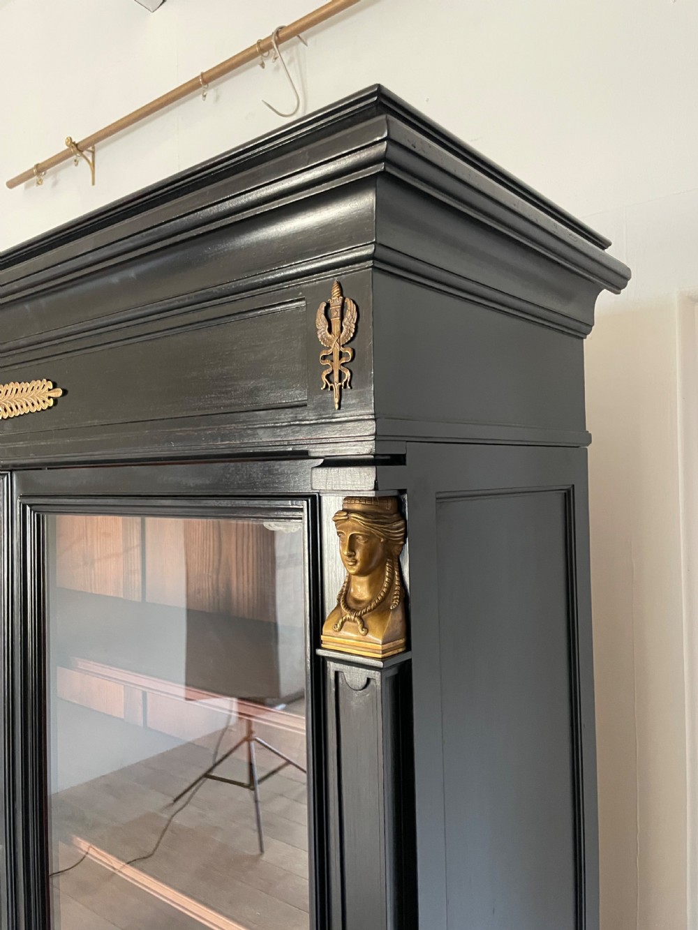 19th century ebonised 2 door bookcase View VIII