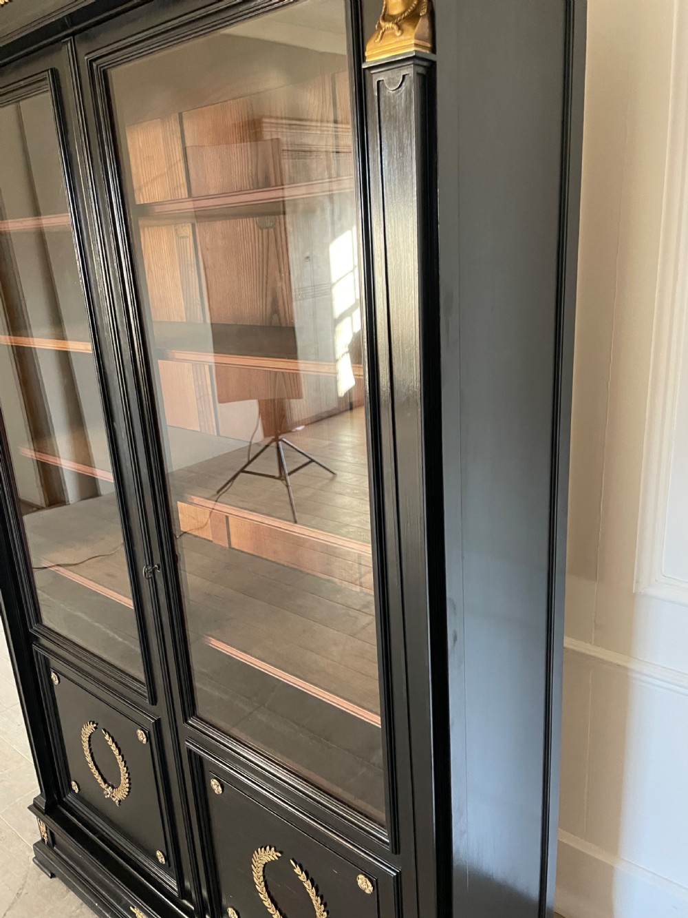19th century ebonised 2 door bookcase View IX
