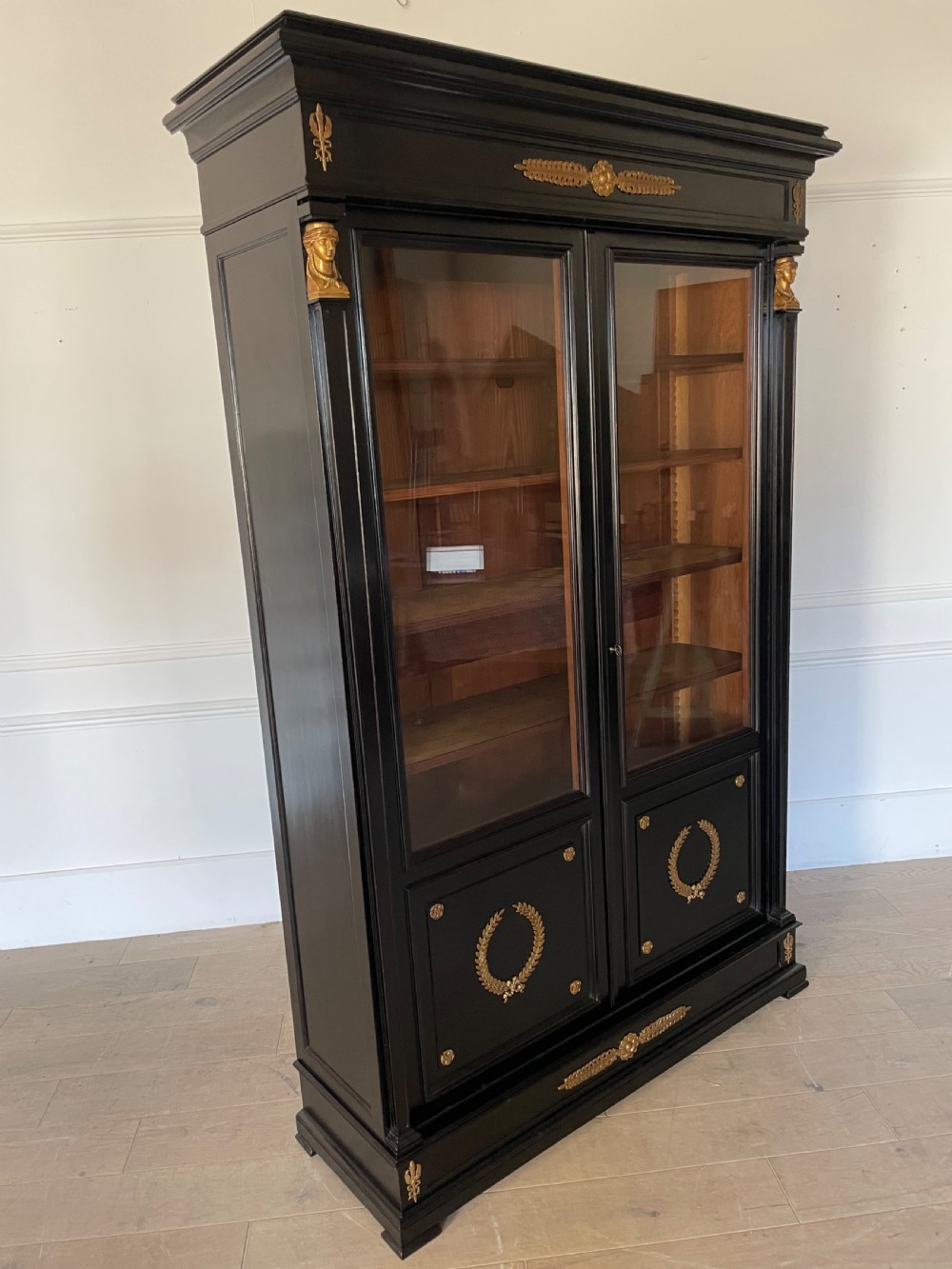 19th century ebonised 2 door bookcase View XII