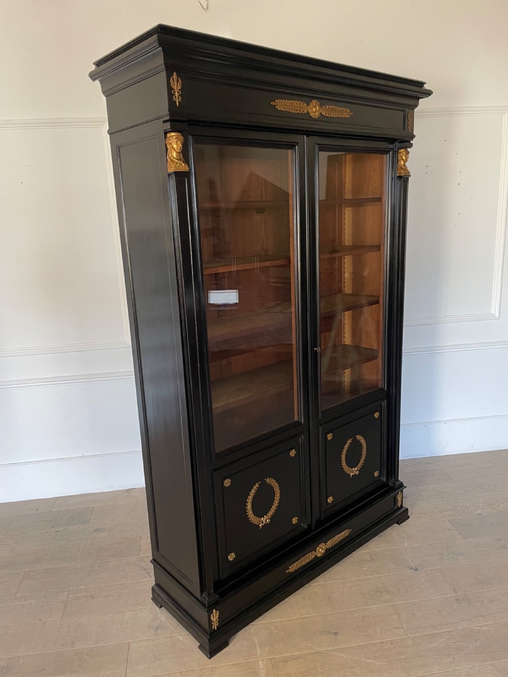 19th century ebonised 2 door bookcase View XIII