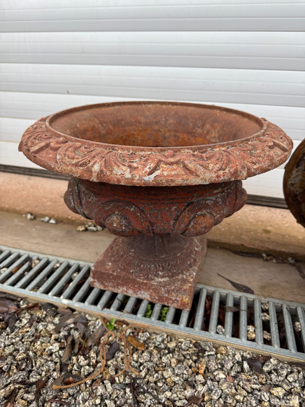 Pair of cast iron planters  View X