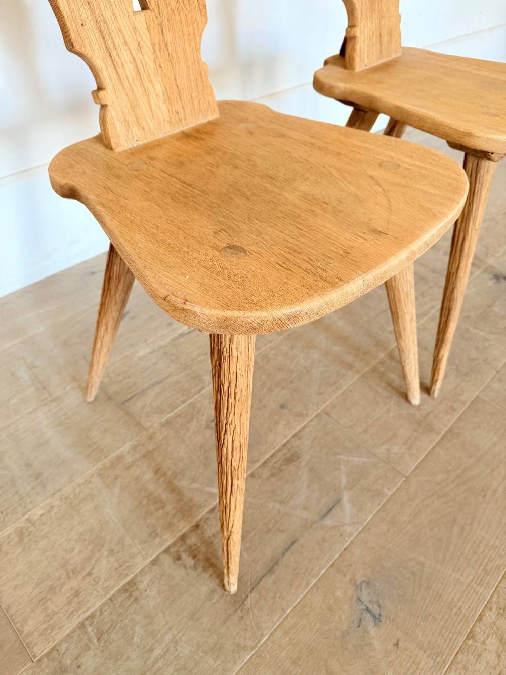 Pair of scrubbed oak hall chairs  View IV