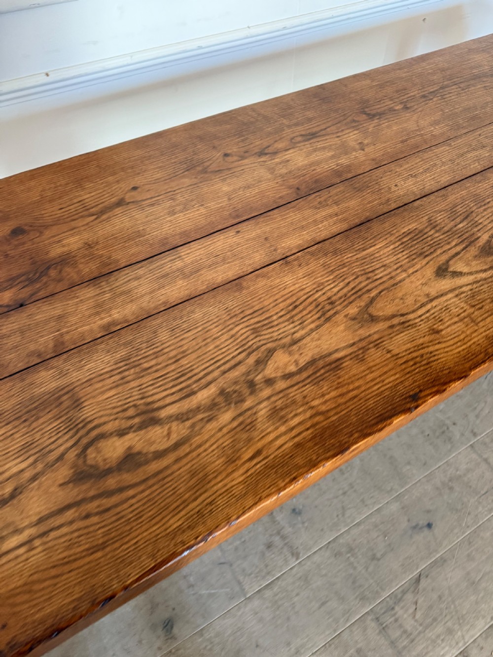 Long 19th century oak country farmhouse table  View V