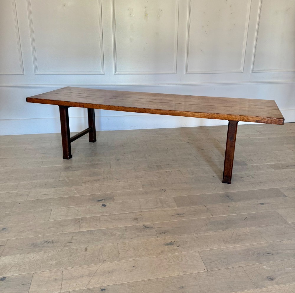 Long 19th century oak country farmhouse table  View X