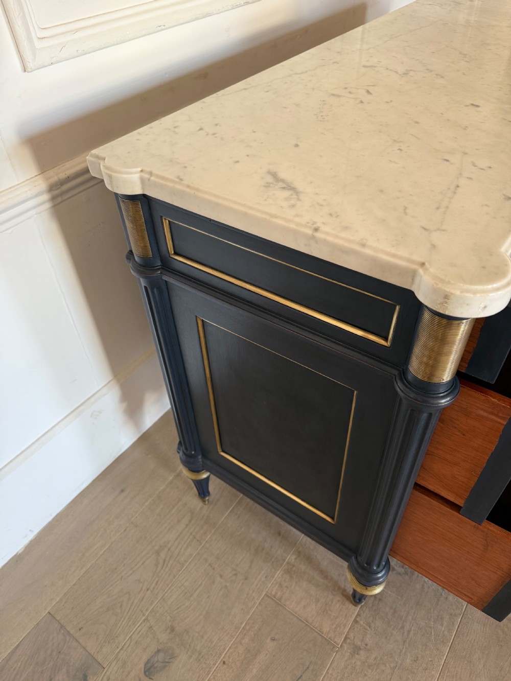 Lovely quality early 20th century Louis XVI painted commode  View III