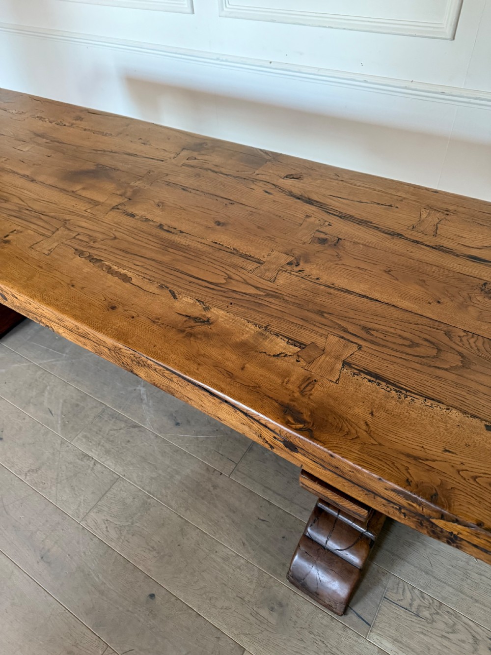 Large antique oak refectory table  View IX