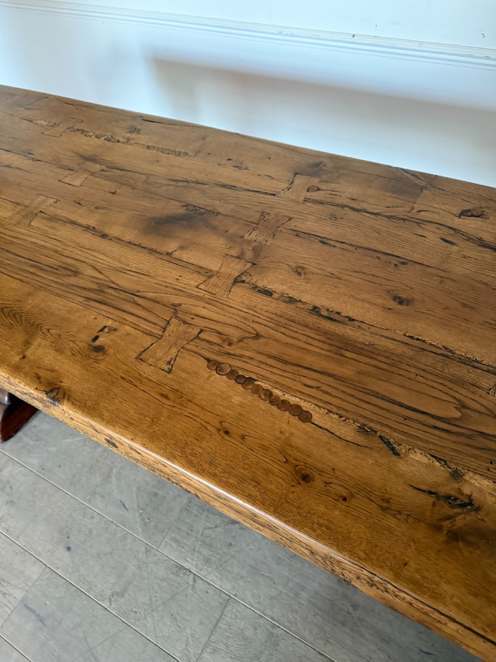 Large antique oak refectory table  View X