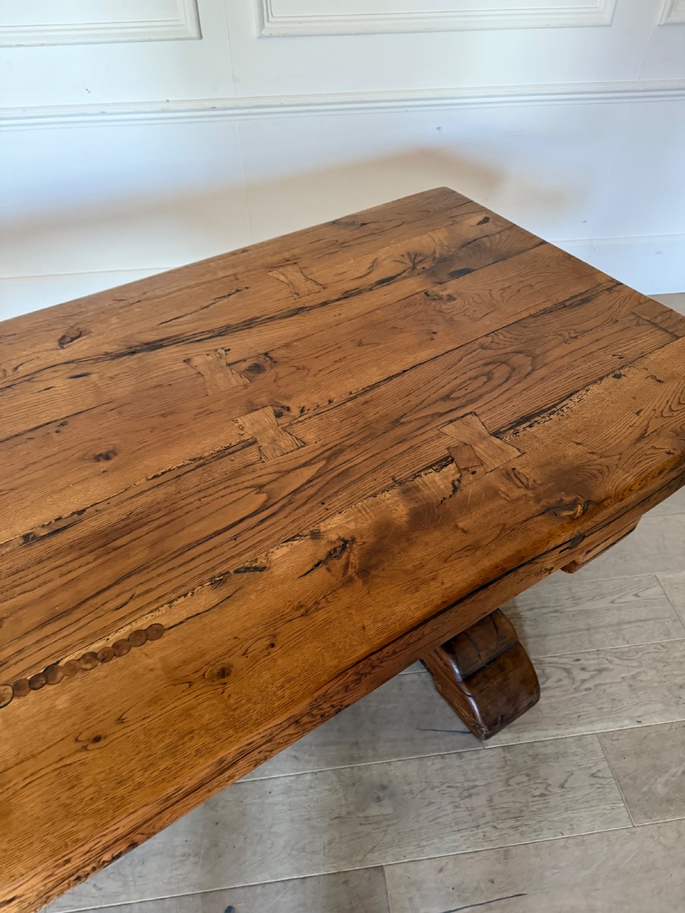 Large antique oak refectory table  View XII