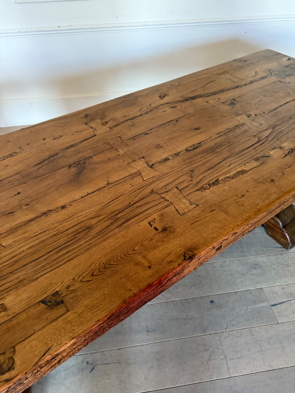 Large antique oak refectory table  View XIII