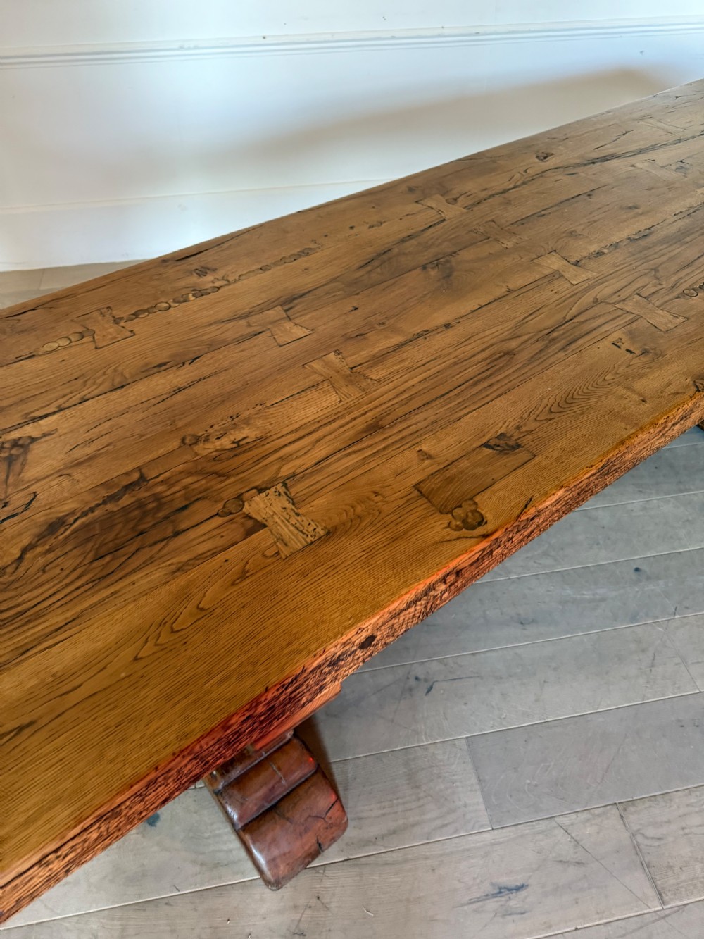 Large antique oak refectory table  View XIV