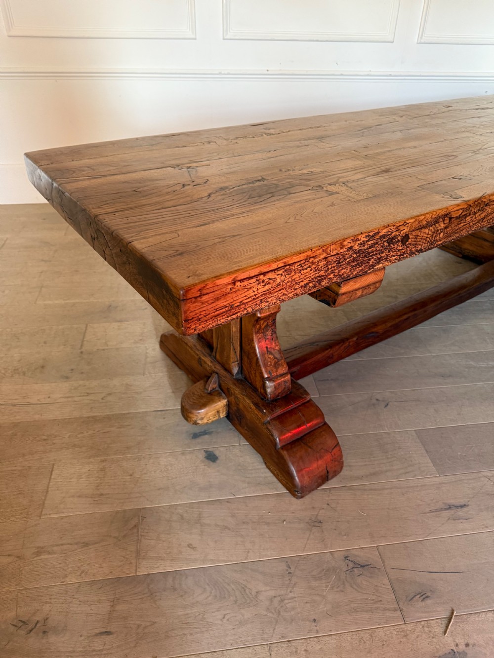 Large antique oak refectory table  View XV