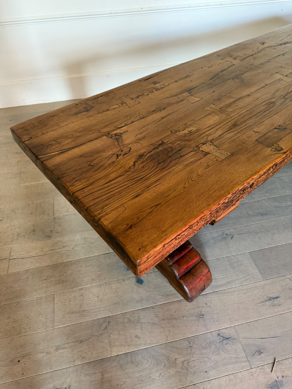 Large antique oak refectory table  View XVI