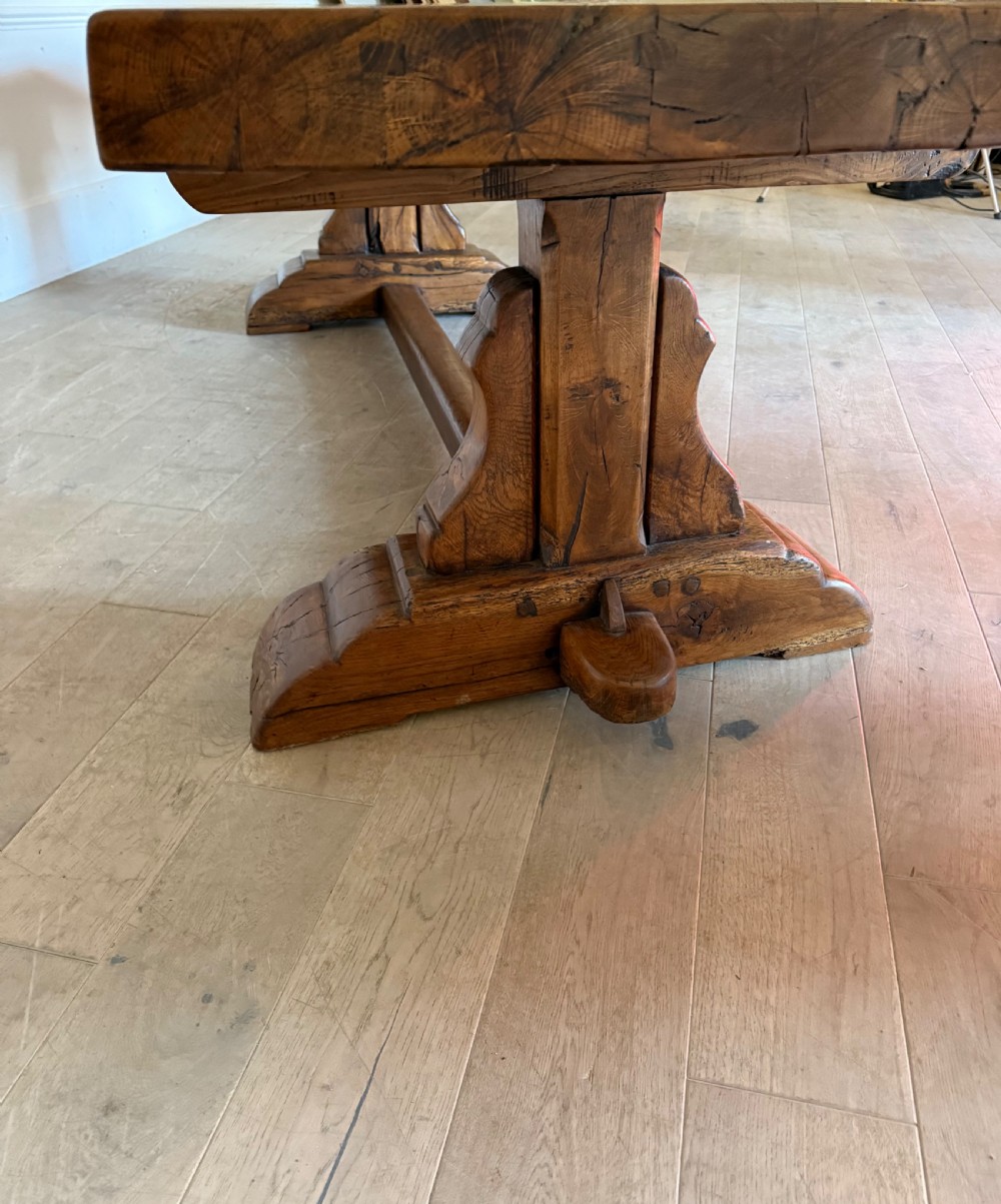 Large antique oak refectory table  View XVIII
