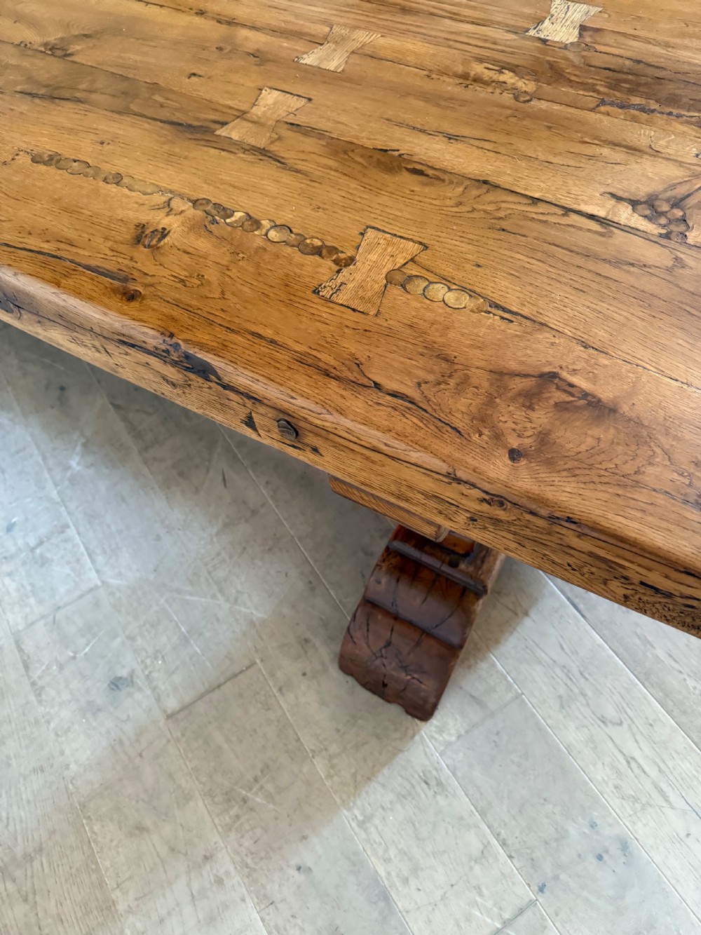 Large antique oak refectory table  View XX