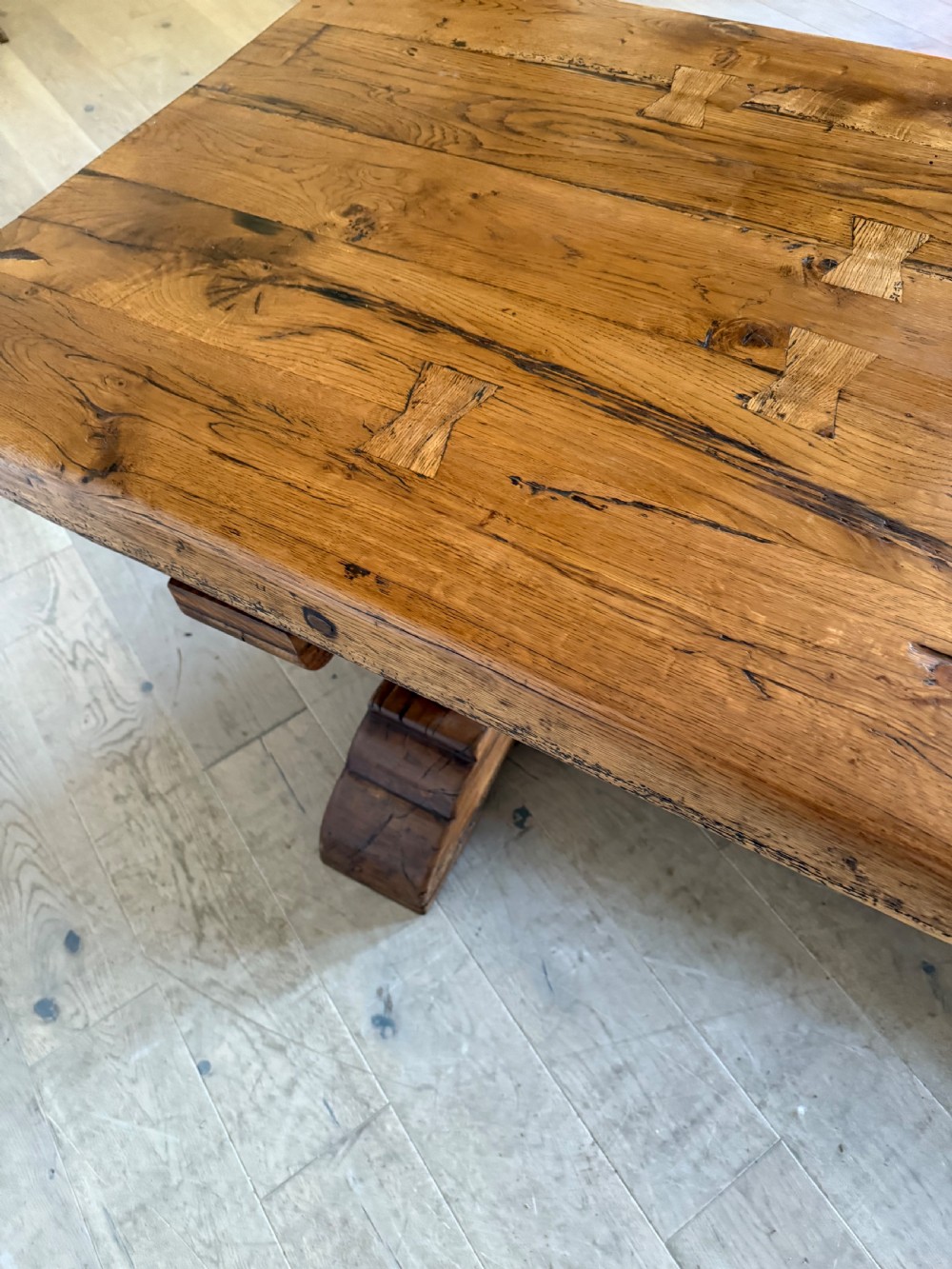 Large antique oak refectory table  View XXII