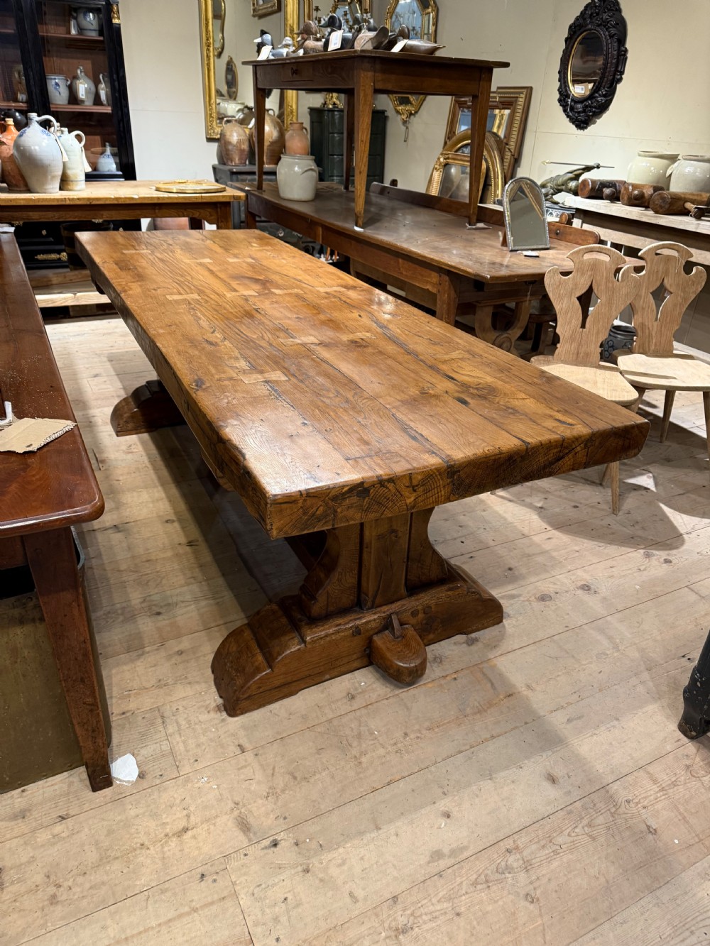 Large antique oak refectory table  View XXIV