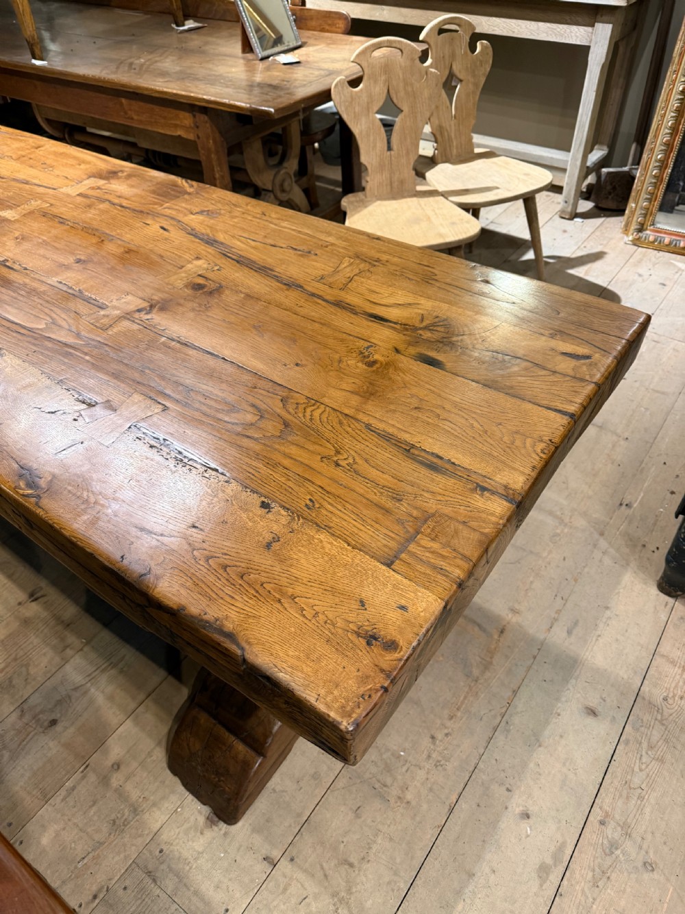 Large antique oak refectory table  View XXVI