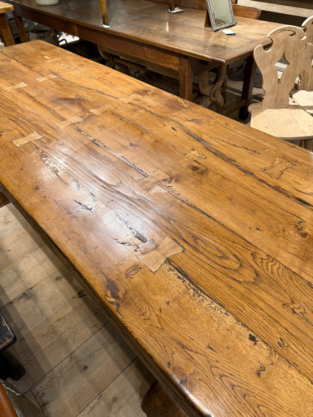 Large antique oak refectory table  View XXVII