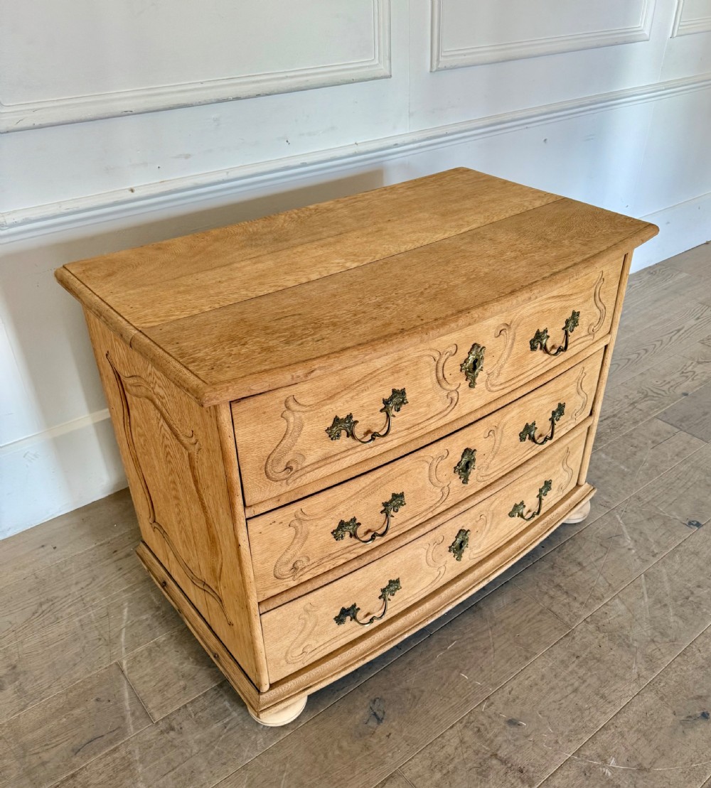 19th century scrubbed oak bowfronted chest of drawers View II