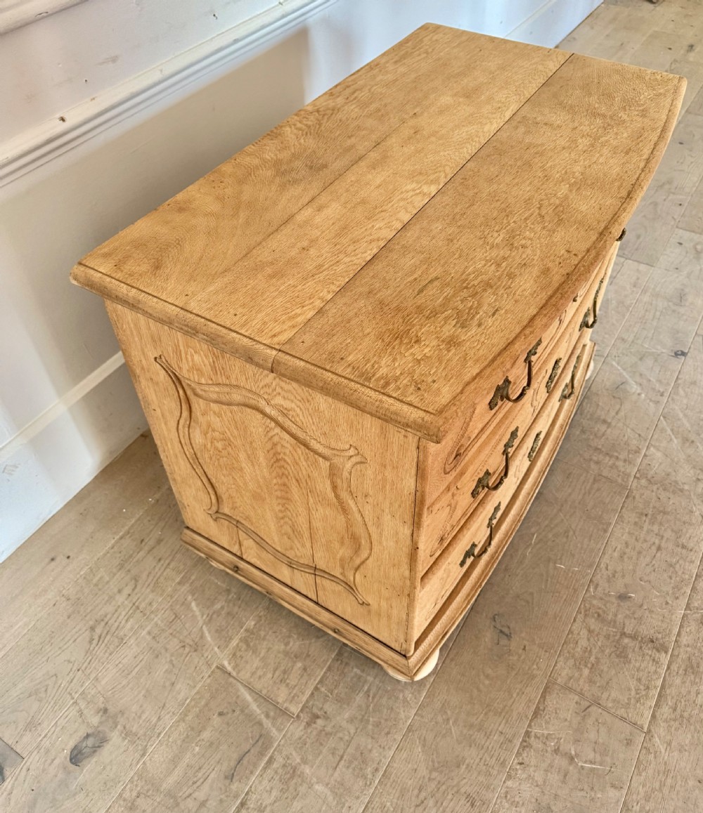 19th century scrubbed oak bowfronted chest of drawers View IV