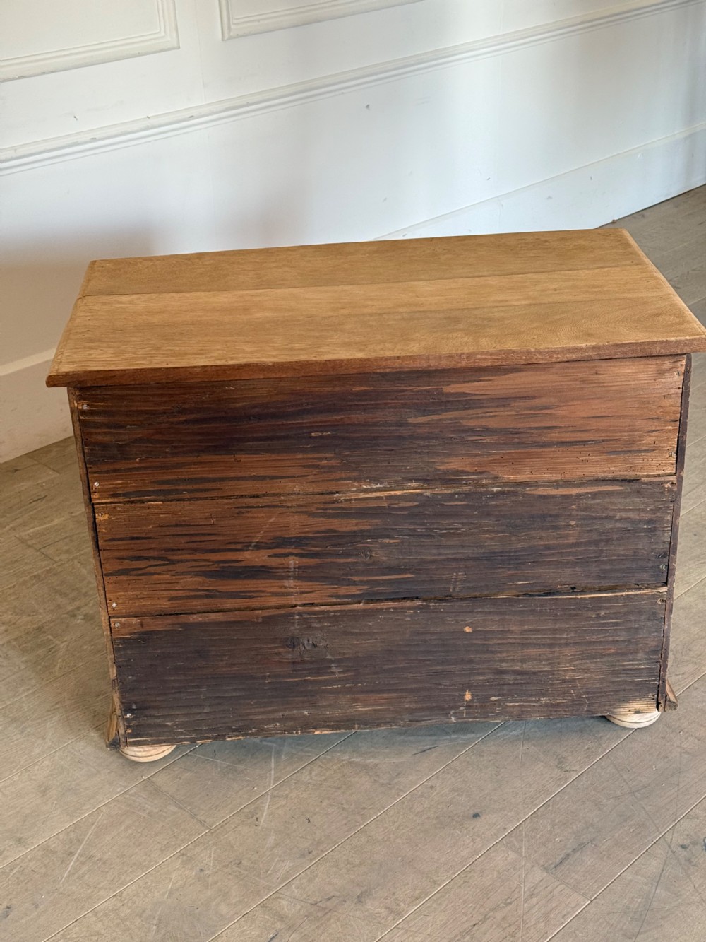19th century scrubbed oak bowfronted chest of drawers View VII