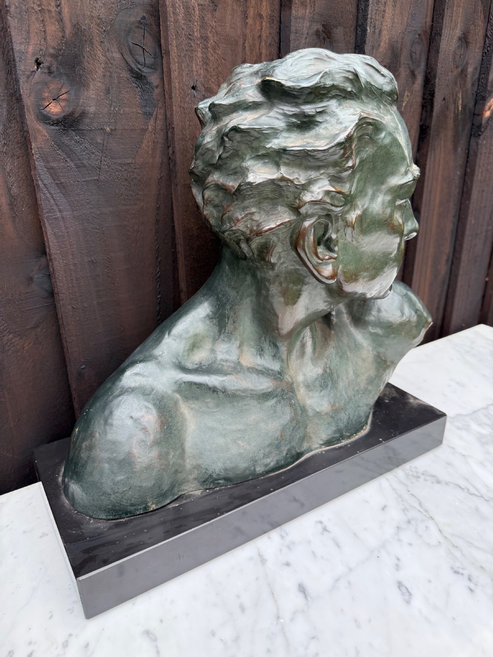 Art Deco terracotta bust of a man , J Dommisse  View III