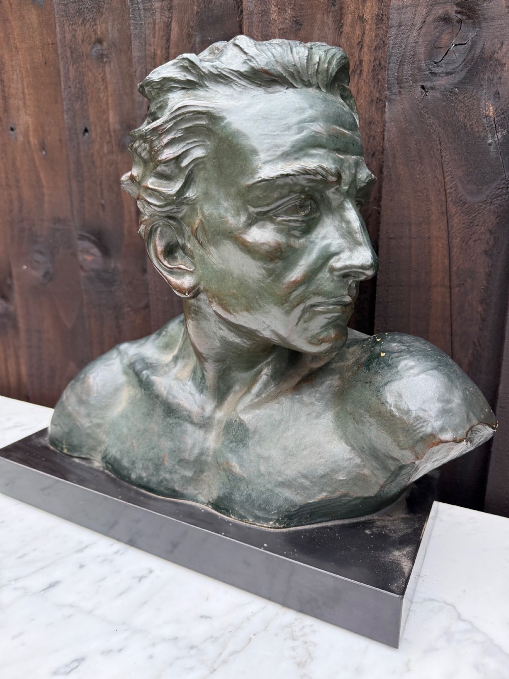 Art Deco terracotta bust of a man , J Dommisse  View IV