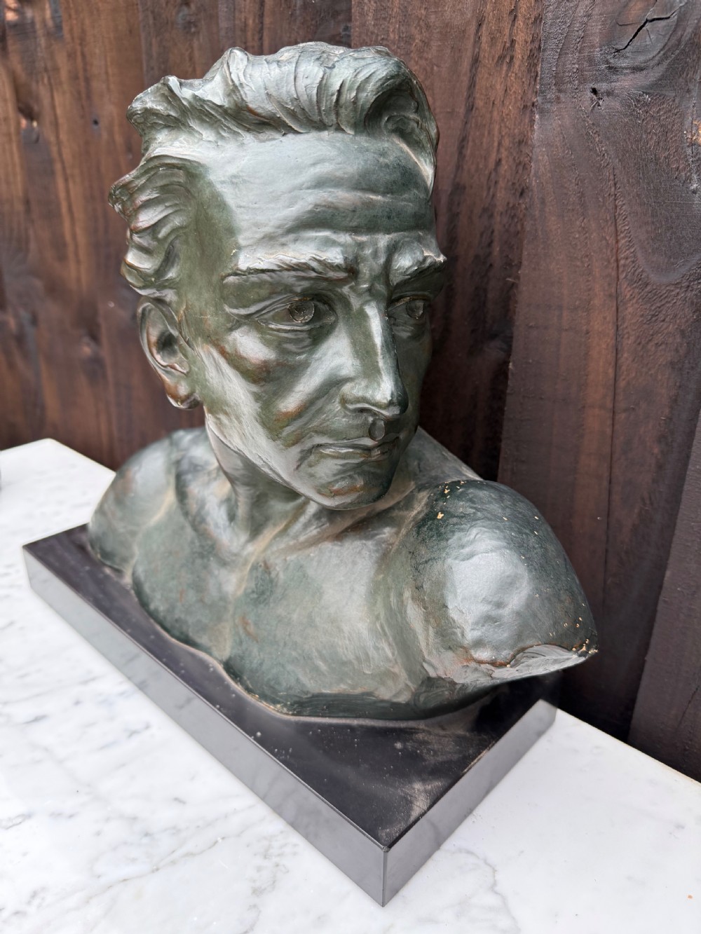 Art Deco terracotta bust of a man , J Dommisse  View VII