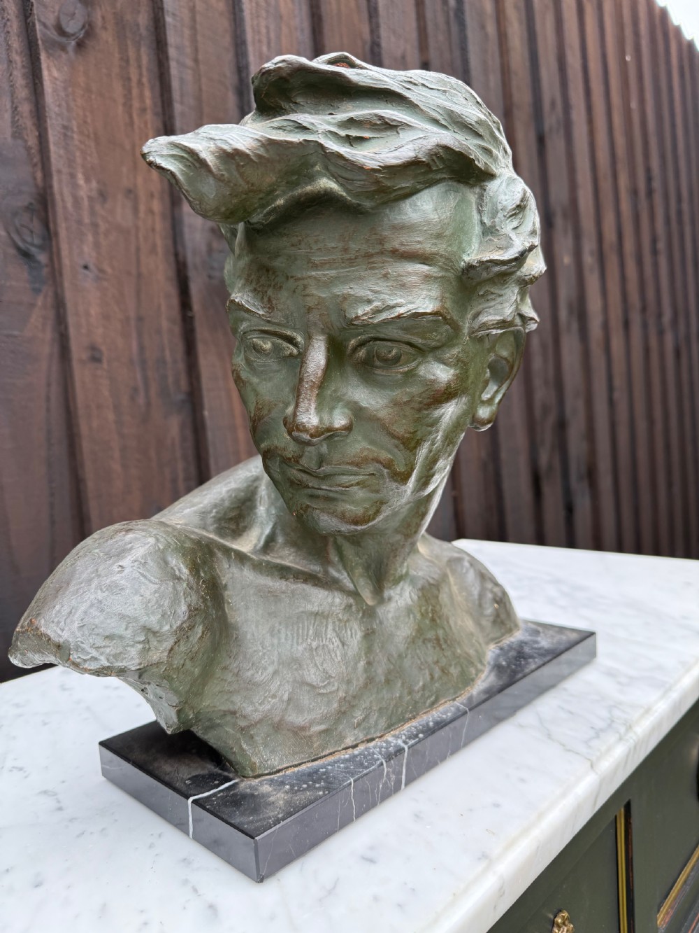 Art deco terracotta bust of a man , J Dommisse  View III