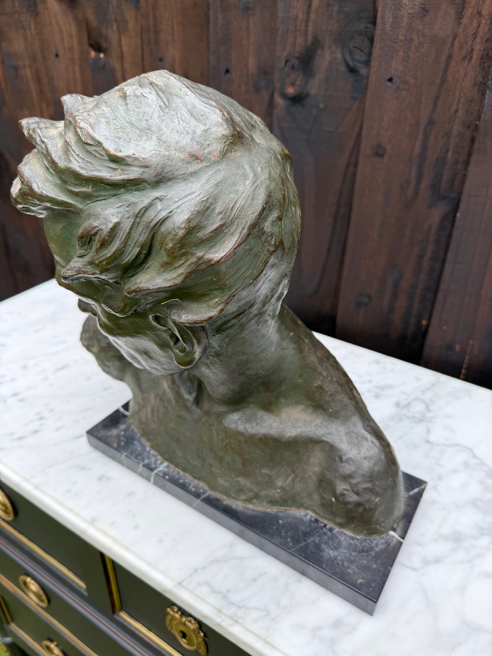 Art deco terracotta bust of a man , J Dommisse  View IV
