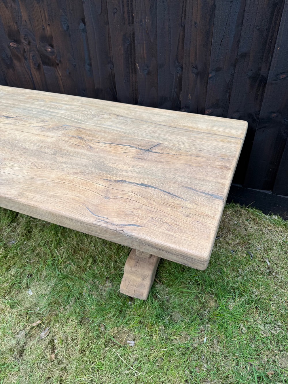 Large scrubbed oak coffee table  View II