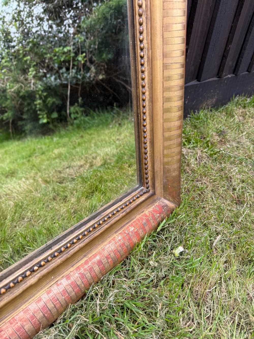 19th century arched topped gilt mirror  View V
