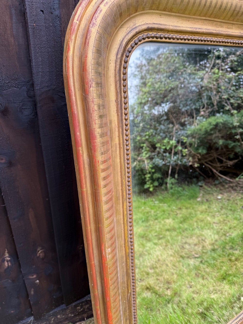 19th century arched topped gilt mirror  View IX