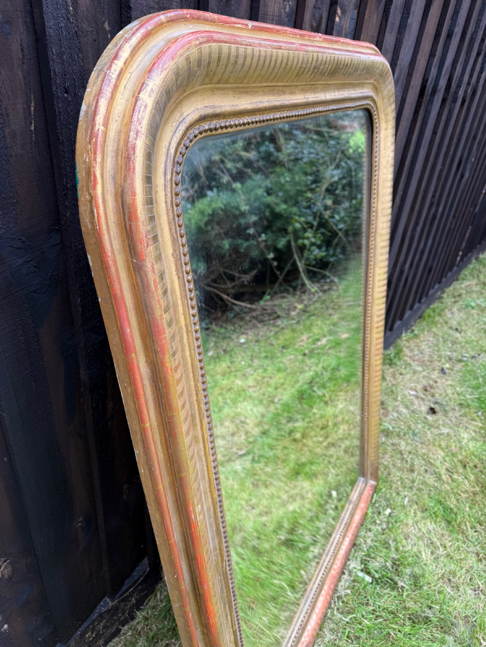 19th century arched topped gilt mirror  View X