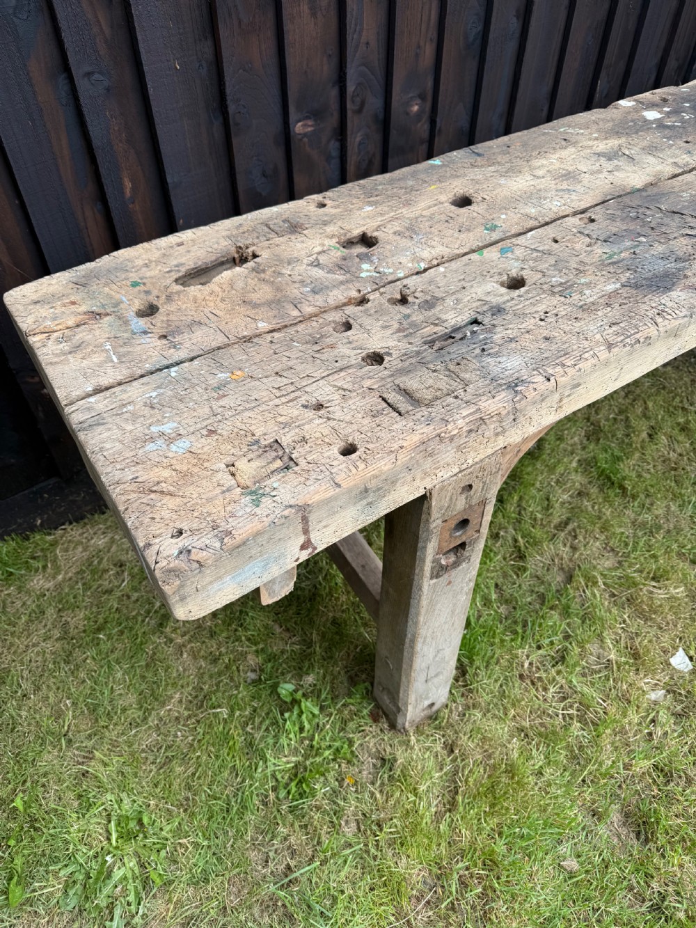 Very decorative 19th century oak rustic console table  View II