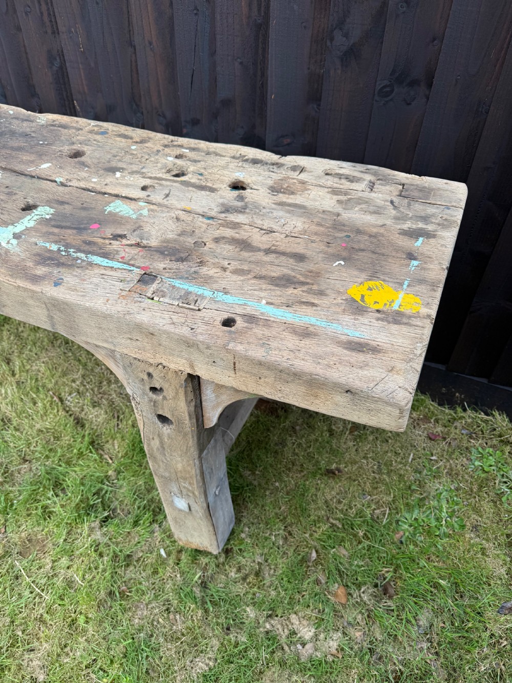 Very decorative 19th century oak rustic console table  View X