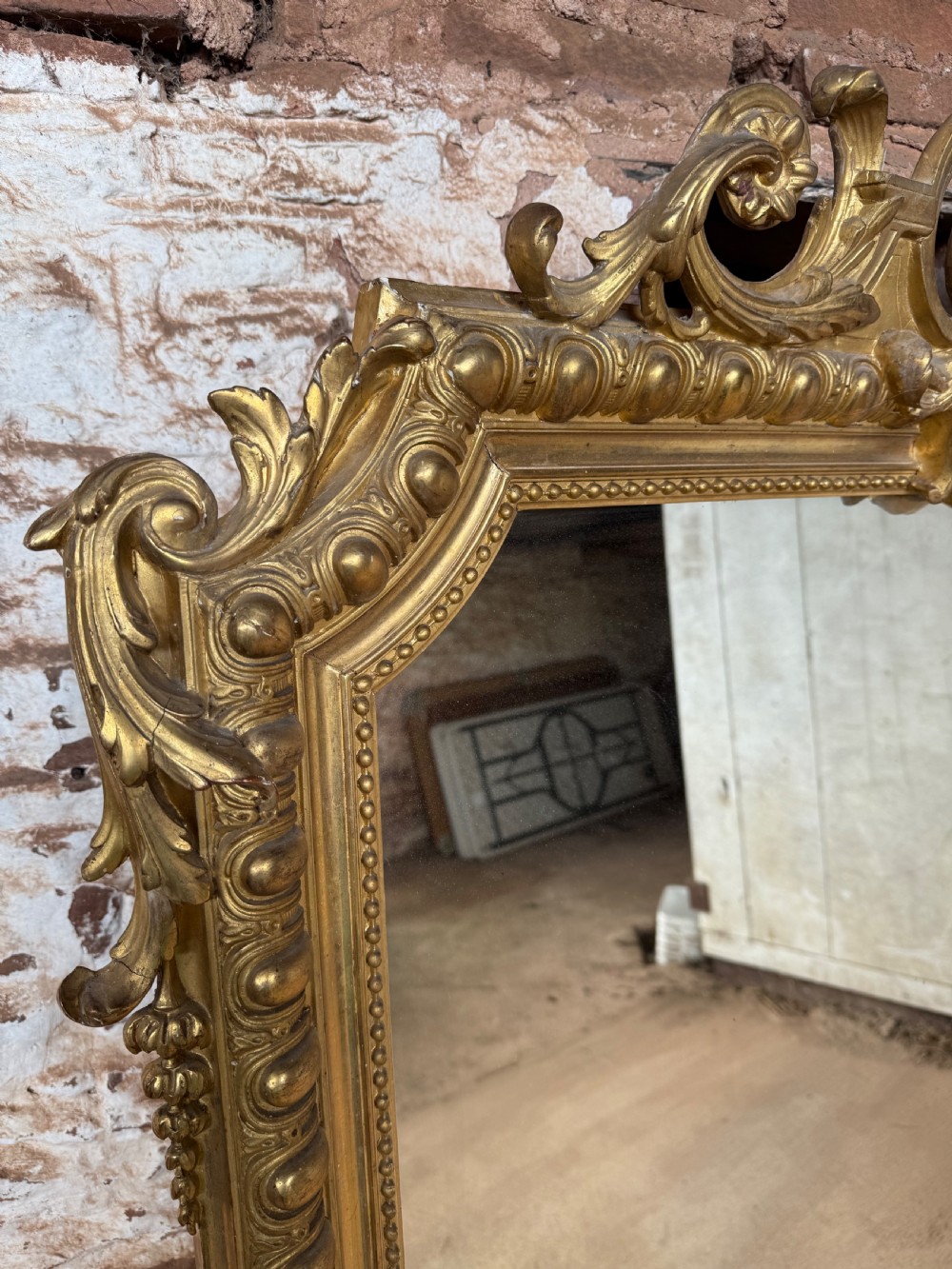 Large antique gilt overmantle mirror View II
