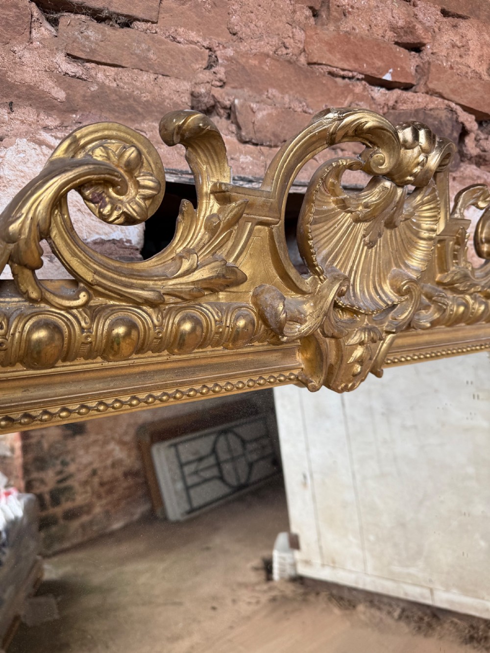 Large antique gilt overmantle mirror View III
