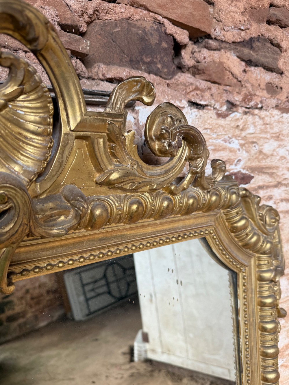 Large antique gilt overmantle mirror View IV