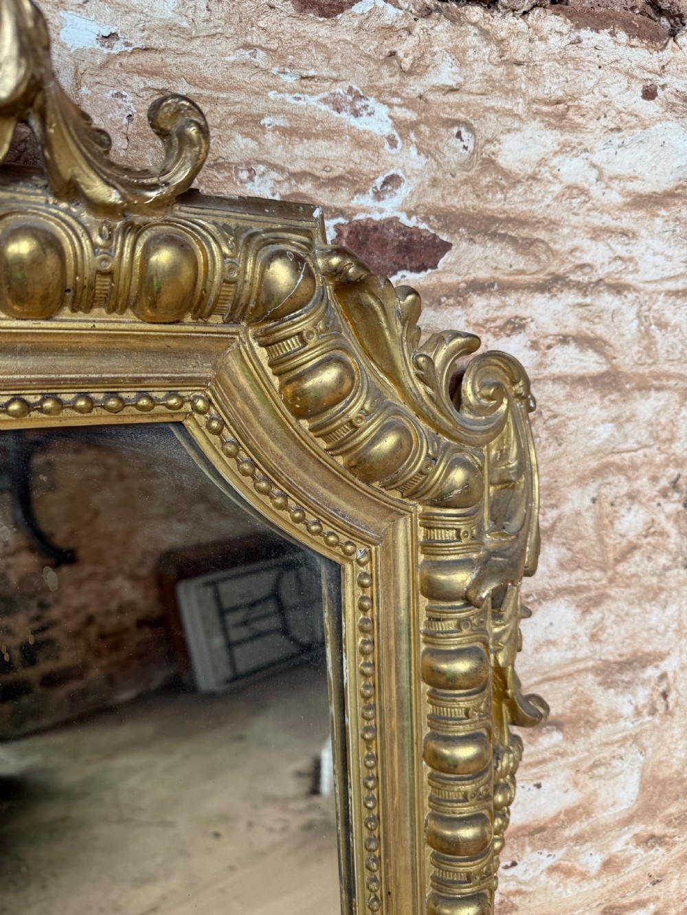 Large antique gilt overmantle mirror View V